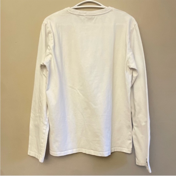 SuperDry White & Orange Graphic Long Sleeve Crewneck Cotton Tee - Size Medium - Picture 13 of 16